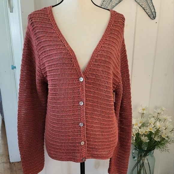 Vince Sweaters - Vince Multicolor Marled Open Knit Button Cardigan